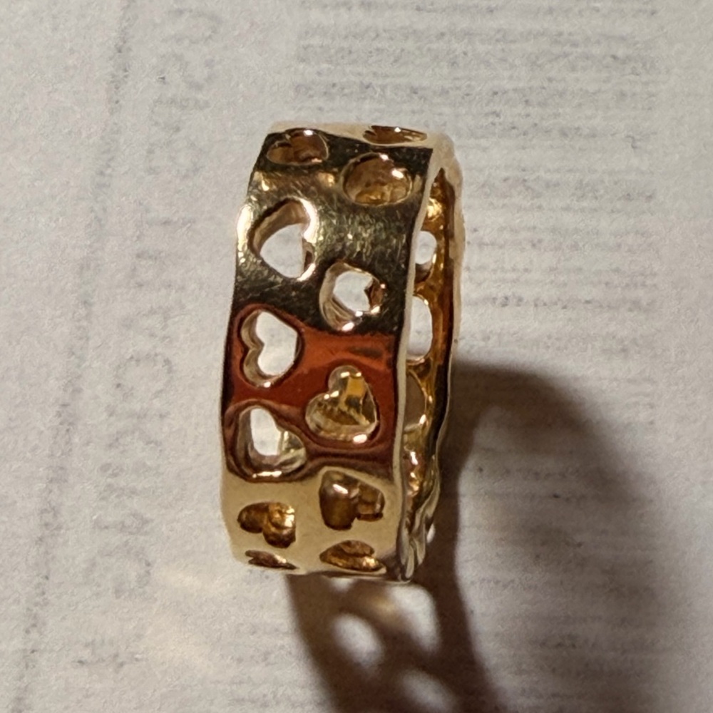 Pandora Gold Heart Pattern Ring